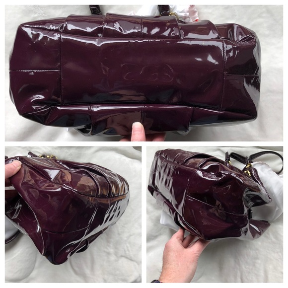 SOLD!!!  COACH Plum Patent Leather Maggie Madison Hobo Shoulder Bag #18760 - Picture 4 of 15